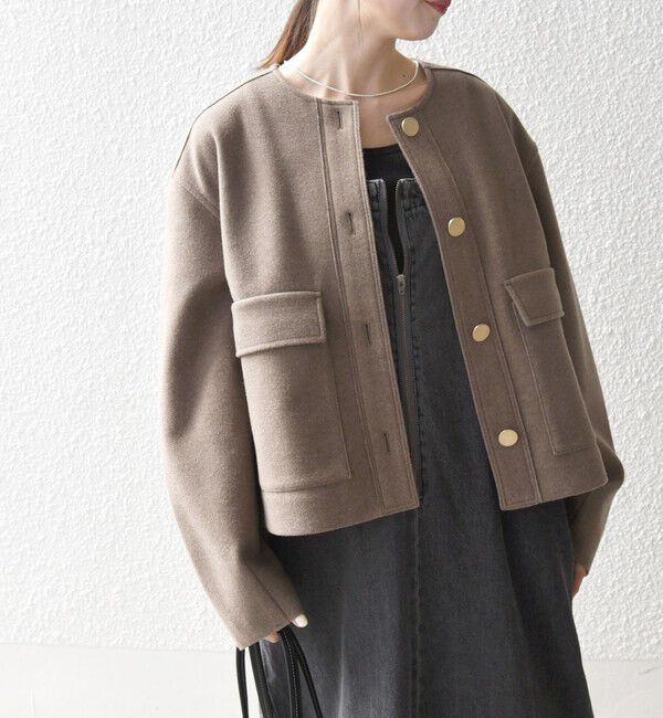 SHIPS any「SHIPS any: エア ニードル ポケット コンパクト ノーカラー ジャケット」|ノーカラージャケット|