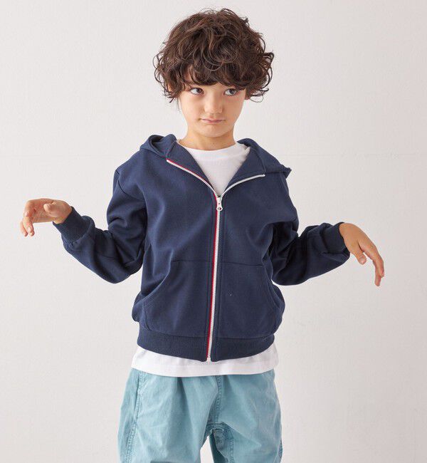 SHIPS any「SHIPS any:〈洗濯機可能〉ワンポイント 刺繍 ポンチ ジップ パーカー <KIDS>◇」|パーカー|ネイビー