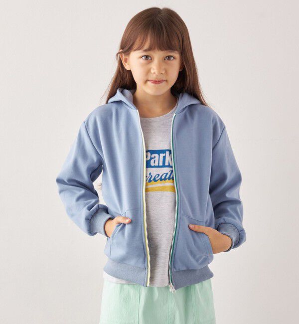 SHIPS any「SHIPS any:〈洗濯機可能〉ワンポイント 刺繍 ポンチ ジップ パーカー <KIDS>◇」|パーカー|パープル