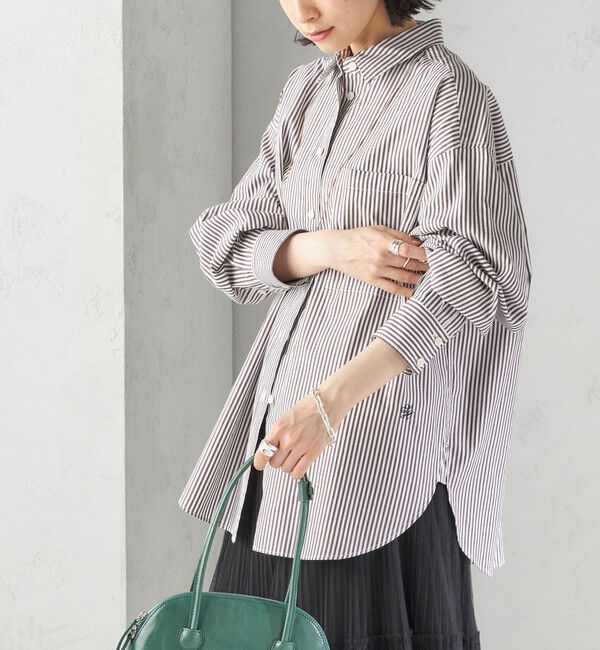 SHIPS for women「〈洗濯機可能〉ピン オックス 刺繍 シャツ」|シャツ・ブラウス|ブラウン