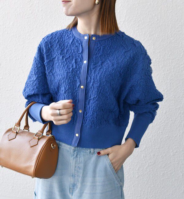 SHIPS any「《一部追加予約》SHIPS any:〈手洗い可能〉ジャカード バンピー コンパクト カーディガン」|カーディガン|