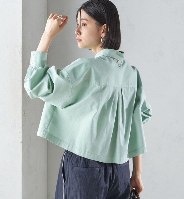 SHIPS for women「〈洗濯機可能〉ピン オックス 刺繍 クロップド シャツ」|シャツ・ブラウス|