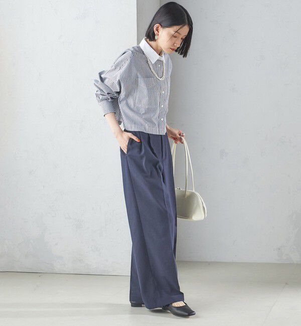 SHIPS for women「〈洗濯機可能〉ピン オックス 刺繍 クロップド シャツ」|シャツ・ブラウス|