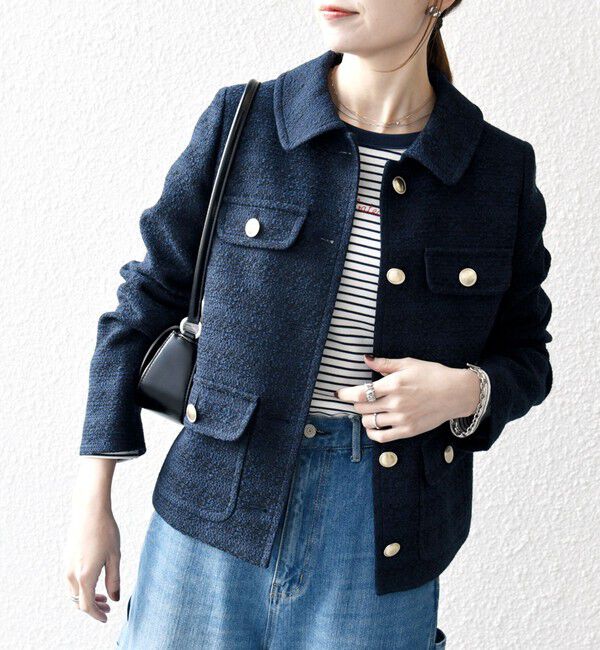 SHIPS any「SHIPS any: ツイード シングル ポケット ジャケット［NAVY BLUE］」|その他|ネイビー