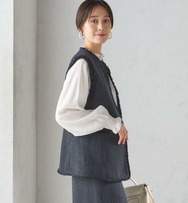 SHIPS for women「スラブ ツイード ロング ジレ（セレモニー対応可）」|ベスト・ジレ|