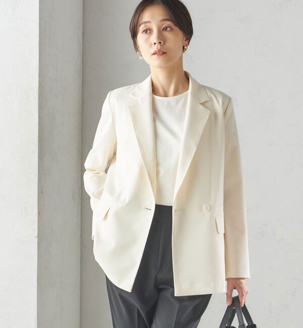 SHIPS for women「〈手洗い可能〉ツイル ダブル ジャケット（セットアップ対応）」|テーラードジャケット|オフホワイト
