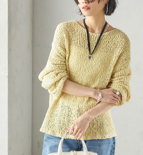 SHIPS for women「〈手洗い可能〉ループヤーン ボートネック プルオーバー」|ニット・セーター|ライトイエロー