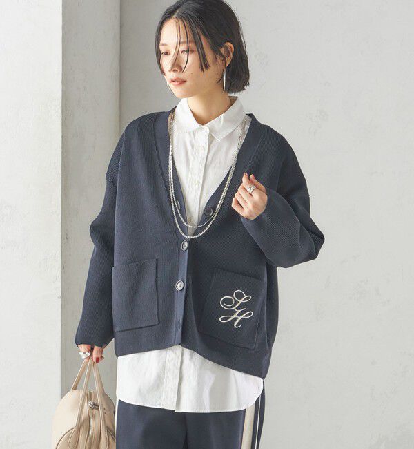 SHIPS for women「〈手洗い可能〉ワンポイント 刺繍 Vネック カーディガン」|カーディガン|