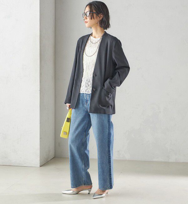 SHIPS for women「〈手洗い可能〉Asami 麻調合繊 カラーレス ジャケット」|ノーカラージャケット|