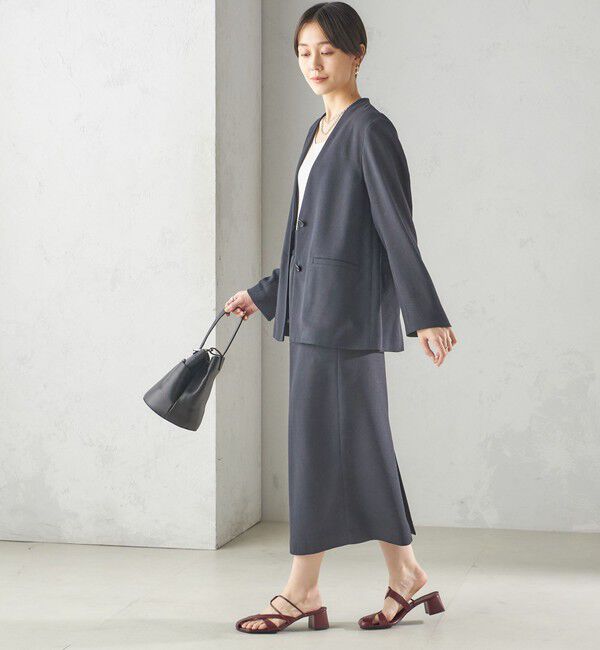 SHIPS for women「〈手洗い可能〉Asami 麻調合繊 カラーレス ジャケット」|ノーカラージャケット|