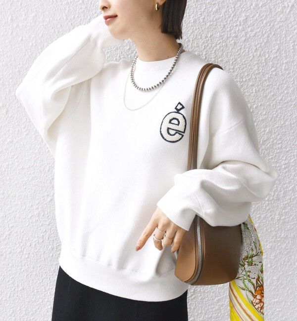 SHIPS for women「〈手洗い可能〉ロゴ ワッペン ロング スリーブ プルオーバー」|ニット・セーター|ナチュラル