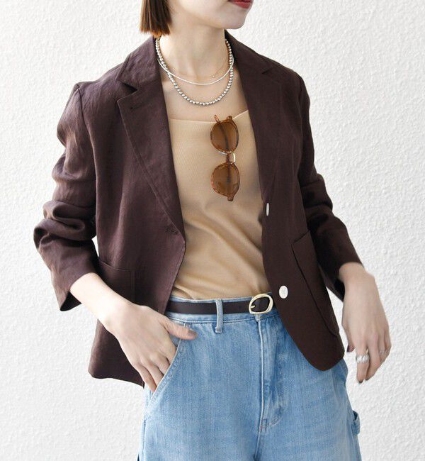 SHIPS any「SHIPS any:〈洗濯機可能〉ヨーロピアンフラックス リネン コンパクト テーラード ジャケット」|テーラードジャケット|