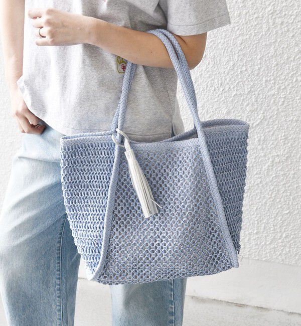 SHIPS any「SHIPS any: タッセル 透かし編み ペーパー トート バッグ」|トートバッグ|