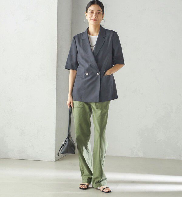 SHIPS for women「〈手洗い可能〉ダブル 半袖 ジャケット」|テーラードジャケット|