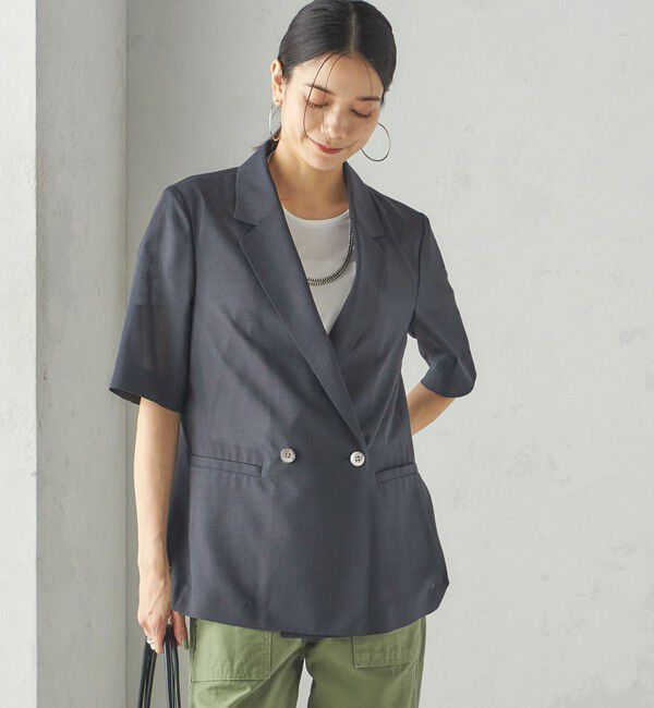SHIPS for women「〈手洗い可能〉ダブル 半袖 ジャケット」|テーラードジャケット|