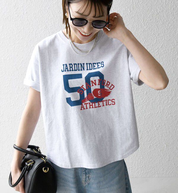 SHIPS any「【WEB限定/SHIPS any別注】THE KNiTS:〈洗濯機可能〉ラウンドヘム プリント ショート TEE」|Tシャツ・カットソー|