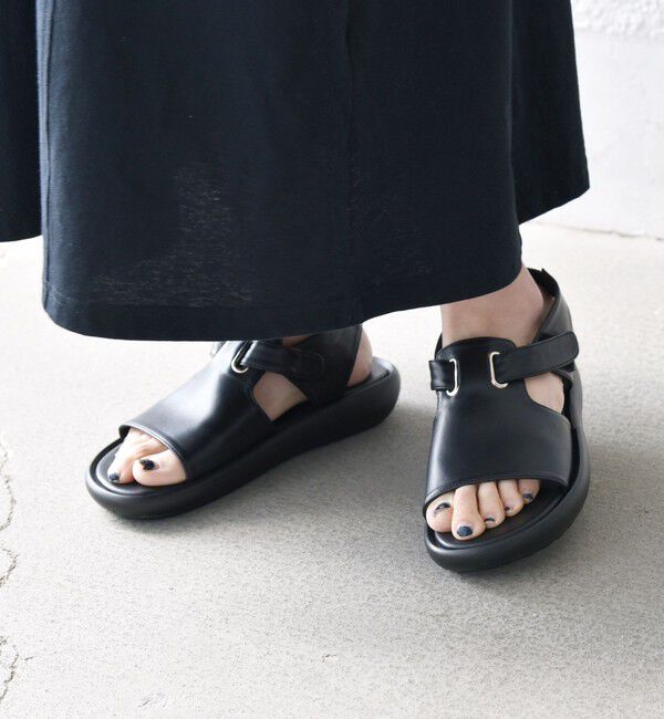 SHIPS any「【SHIPS any別注】eblouna: ベルクロ アッパー カバー サンダル」|サンダル|ブラック