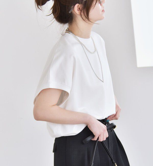 quaranciel「quaranciel:〈洗濯機可能〉ライト ポンチ コンパクト フレンチスリーブ TEE」|Tシャツ・カットソー|