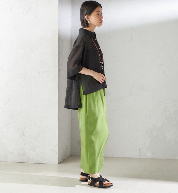 SHIPS for women「〈手洗い可能〉麻調 メッシュ 半袖 ビッグ シャツ」|シャツ・ブラウス|