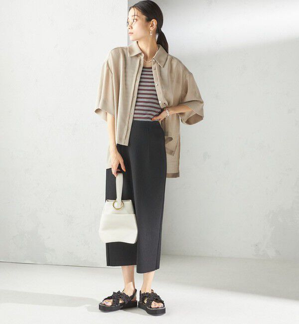 SHIPS for women「〈手洗い可能〉麻調 メッシュ 半袖 ビッグ シャツ」|シャツ・ブラウス|