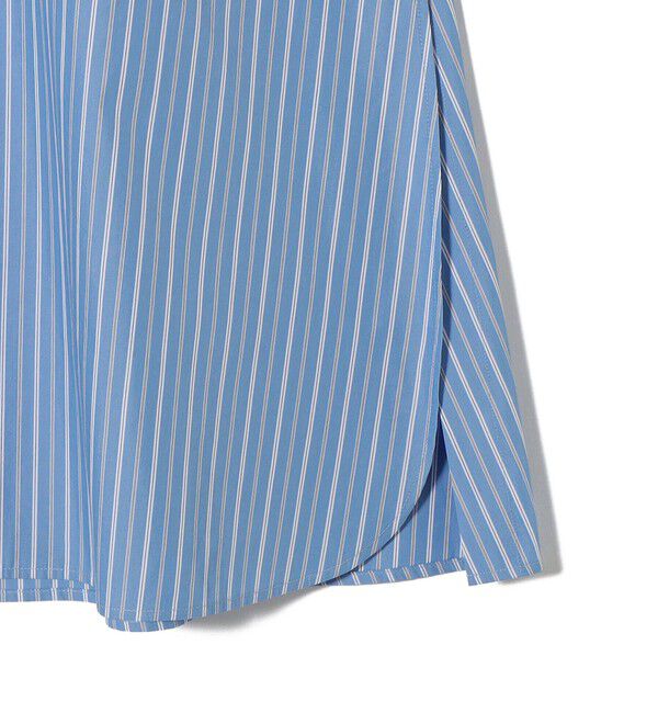 SHIPS for women「〈手洗い可能〉スタンドカラー リボン ストライプ シャツ ワンピース」|ワンピース|