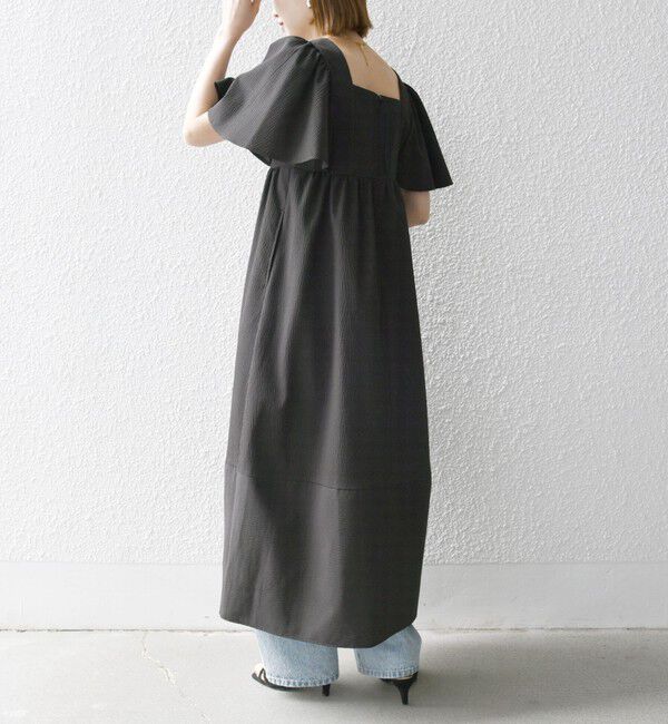 SHIPS any「SHIPS any:〈洗濯機可能〉ミニサッカー スクエアネック フレア ワンピース」|ワンピース|