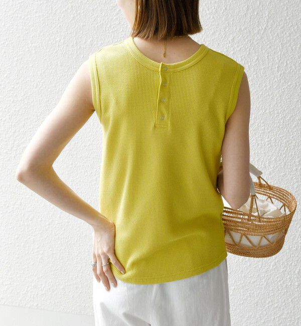 SHIPS any「SHIPS any:〈洗濯機可能〉ワッフル ヘンリーネック 2WAY ノースリーブ TEE」|タンクトップ|