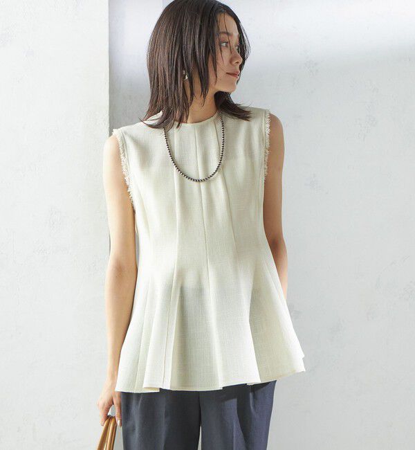 SHIPS for women「〈手洗い可能〉カラミ ペプラム ノースリーブ ブラウス」|シャツ・ブラウス|