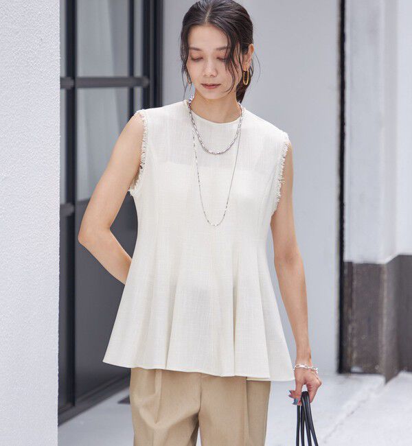 SHIPS for women「〈手洗い可能〉カラミ ペプラム ノースリーブ ブラウス」|シャツ・ブラウス|