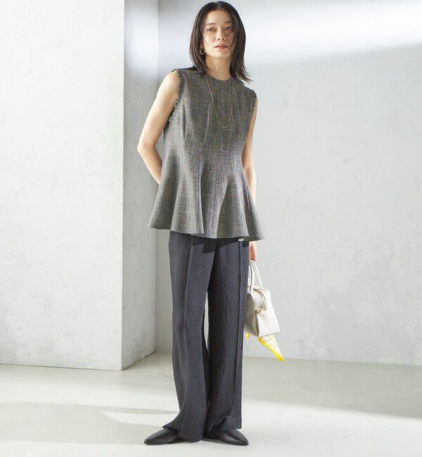 SHIPS for women「〈手洗い可能〉カラミ ペプラム ノースリーブ ブラウス」|シャツ・ブラウス|