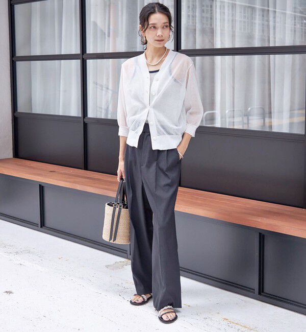 SHIPS for women「〈手洗い可能〉麻調 合繊 2タック ワイド パンツ 2」|その他|