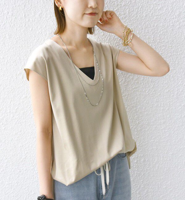 SHIPS for women「〈手洗い可能〉スムース Vネック フレンチ スリーブ」|タンクトップ|