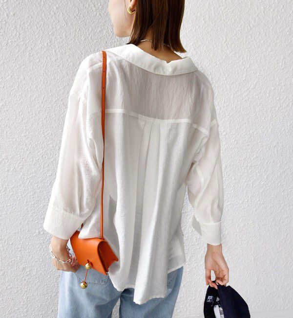 SHIPS for women「〈手洗い可能〉シアー シルク混 オープンカラー シャツ」|シャツ・ブラウス|