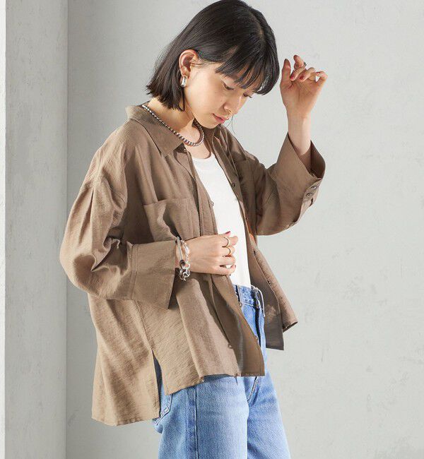 SHIPS for women「〈手洗い可能〉シアー シルク混 オープンカラー シャツ」|シャツ・ブラウス|