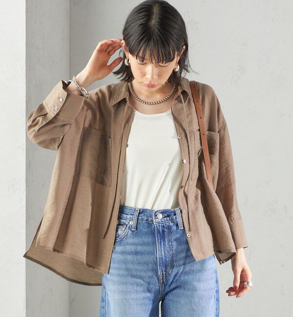 SHIPS for women「〈手洗い可能〉シアー シルク混 オープンカラー シャツ」|シャツ・ブラウス|