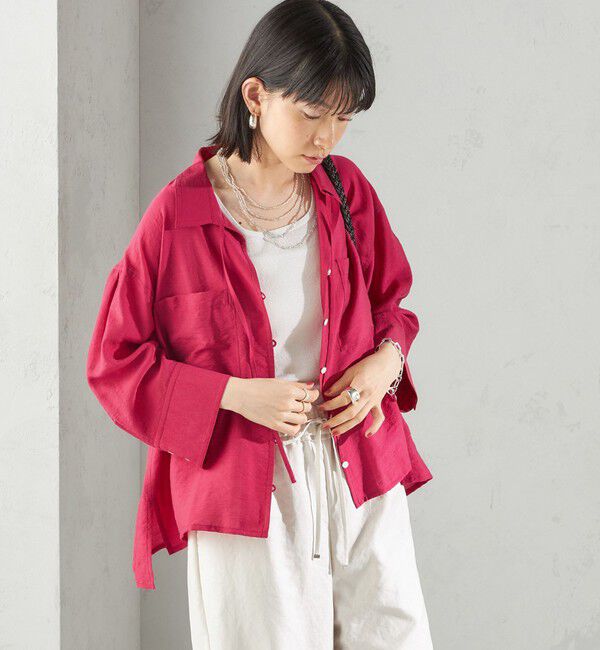 SHIPS for women「〈手洗い可能〉シアー シルク混 オープンカラー シャツ」|シャツ・ブラウス|