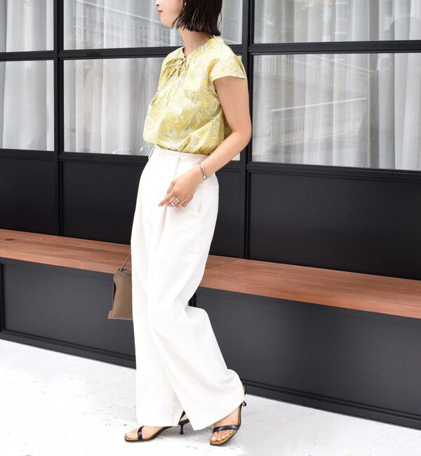 SHIPS for women「〈手洗い可能〉綿 ローン ボタニカル プリント フレンチ スリーブ ブラウス」|シャツ・ブラウス|