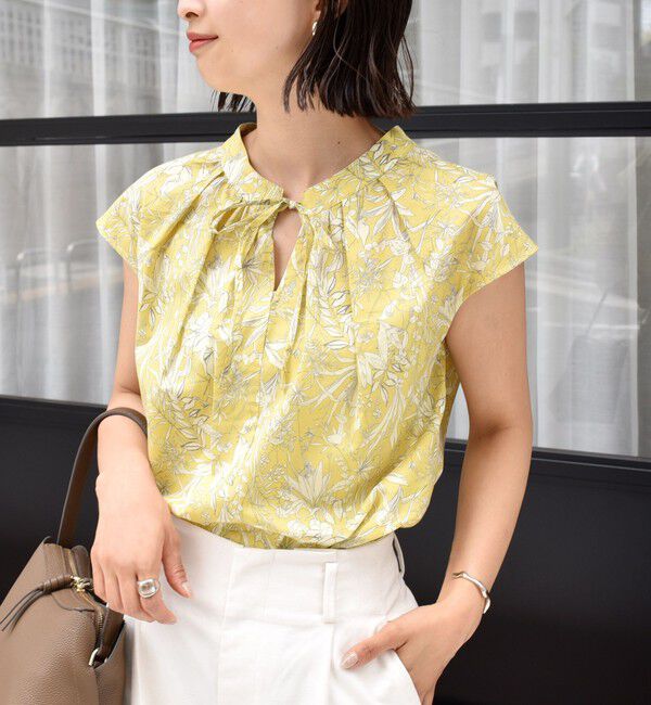 SHIPS for women「〈手洗い可能〉綿 ローン ボタニカル プリント フレンチ スリーブ ブラウス」|シャツ・ブラウス|