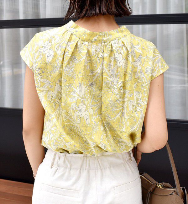 SHIPS for women「〈手洗い可能〉綿 ローン ボタニカル プリント フレンチ スリーブ ブラウス」|シャツ・ブラウス|