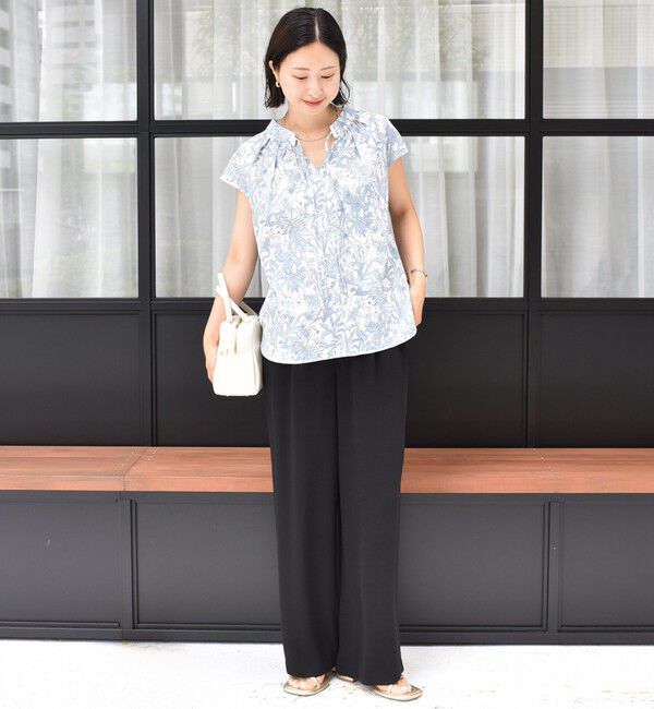 SHIPS for women「〈手洗い可能〉綿 ローン ボタニカル プリント フレンチ スリーブ ブラウス」|シャツ・ブラウス|