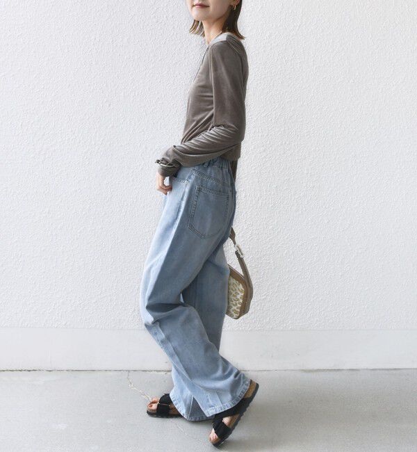 SHIPS for women「〈手洗い可能〉シアー トリコット  ポリエステル ベロア 前後2WAY ロングスリーブ」|Tシャツ・カットソー|