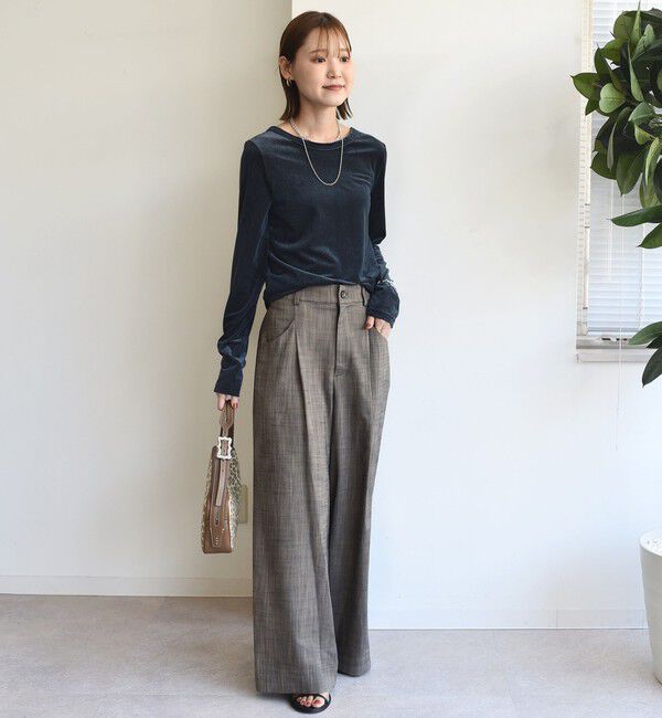 SHIPS for women「〈手洗い可能〉シアー トリコット  ポリエステル ベロア 前後2WAY ロングスリーブ」|Tシャツ・カットソー|