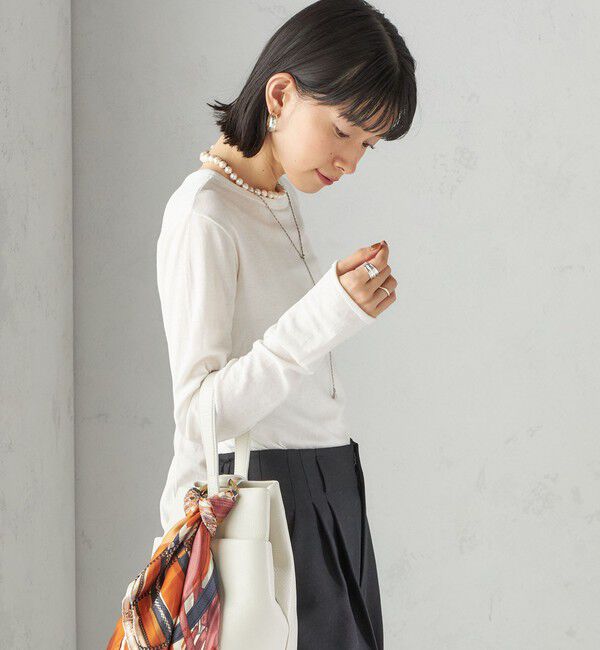 SHIPS for women「【SHIPS別注】miller: シアー ヘンリー ネック ロング スリーブ TEE」|Tシャツ・カットソー|