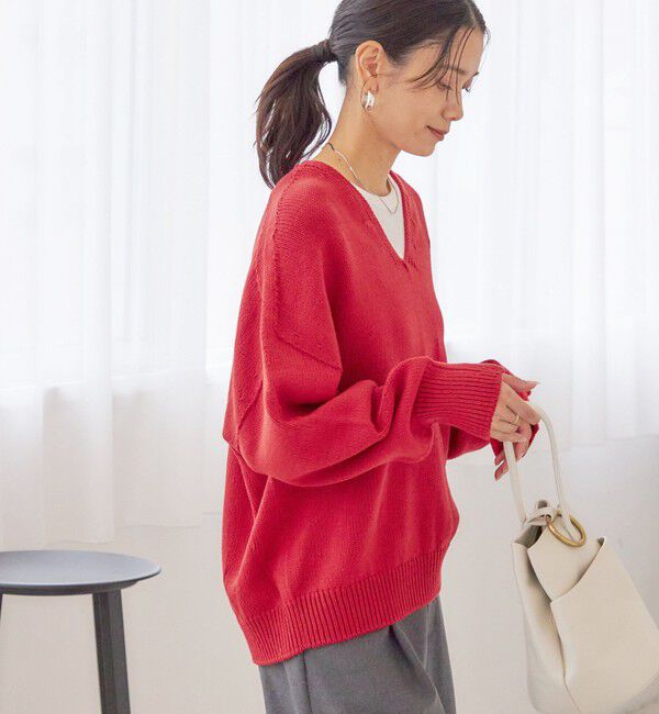 SHIPS for women「〈手洗い可能〉バルキーヤーン プルオーバー」|ニット・セーター|レッド