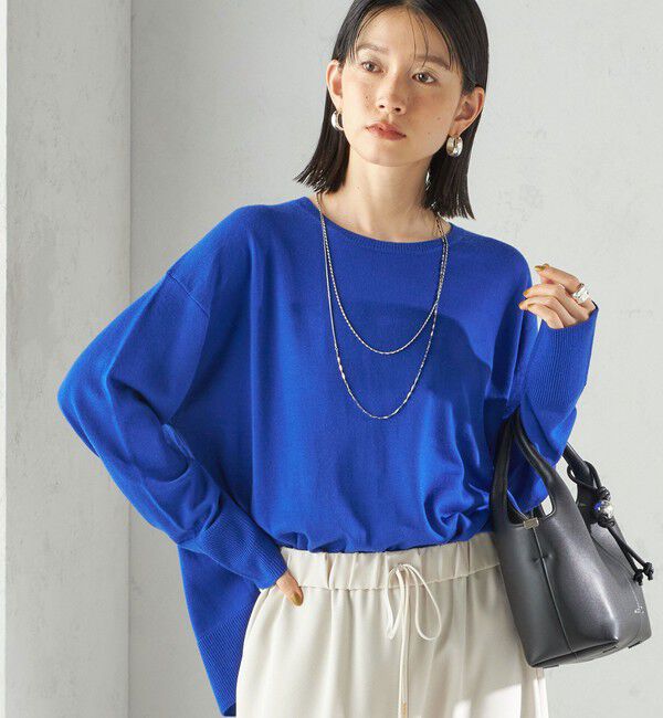 SHIPS for women「〈手洗い可能〉14G ウォッシャブル クルーネック ニット プルオーバー」|ニット・セーター|ブルー