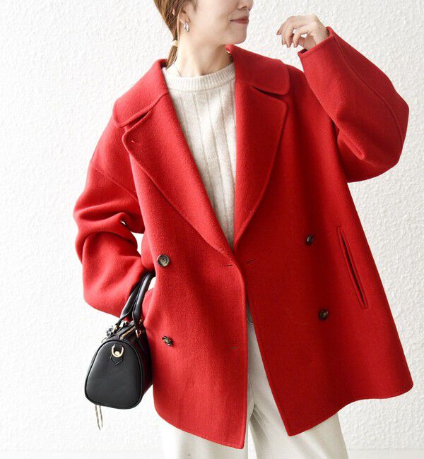 SHIPS any「SHIPS any: リバー ダブル テーラード ミドル コクーン コート」|その他|レッド