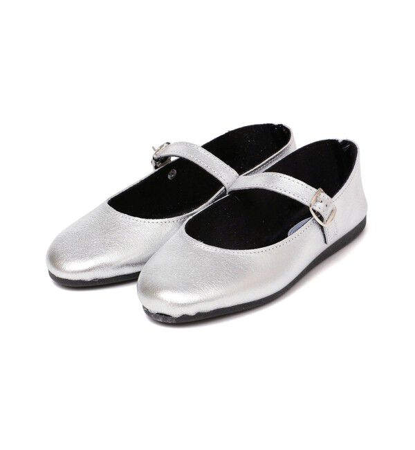SHIPS Colors 「JAVERFLEX:メタリック レザー シューズ」|バレエシューズ|シルバー