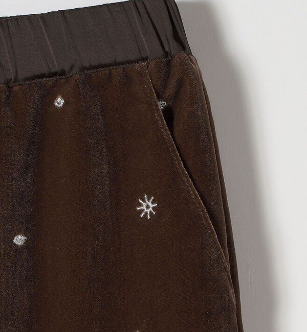 SHIPS any「SHIPS any:〈手洗い可能〉ポリエステル ベロア 刺繍 ストレート ワイド パンツ」|その他|