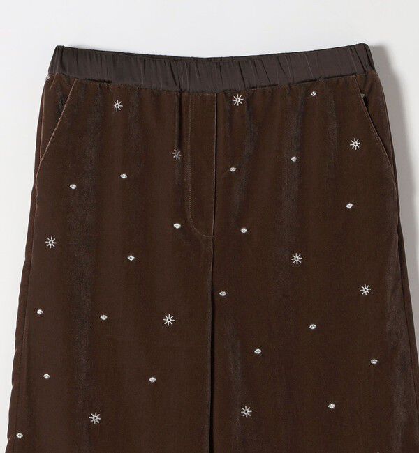 SHIPS any「SHIPS any:〈手洗い可能〉ポリエステル ベロア 刺繍 ストレート ワイド パンツ」|その他|