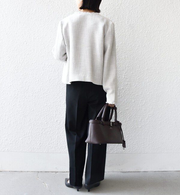 SHIPS for women「トライスピン 杢 ツイード パール モチーフ ボタン ジャケット（セレモニー対応可）」|ノーカラージャケット|